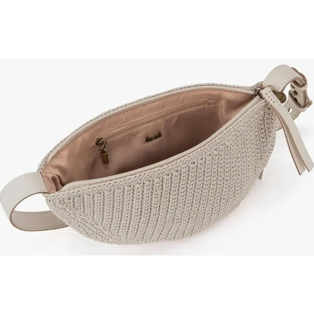 The Sak Tess Crochet Sling - Small Crescent Crossbody Bag with Zipper
